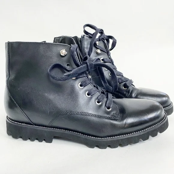 Blondo Shoes Blondo Rachelle Black Combat Boots Lade Up